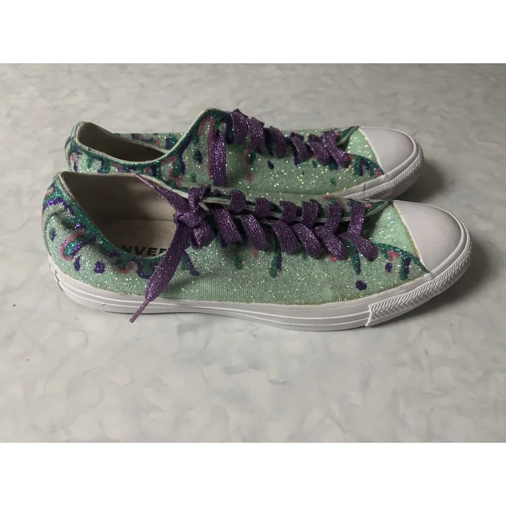 Custom Glitter Slime Converse Chuck Taylor All Star Low Shoes Men 9 Women 11